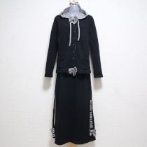 黒ギンガム使いスウェットカーディガン&スカート【L】