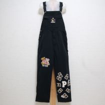 黒ペアくま刺繍オーバーオール