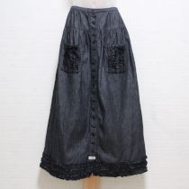 黒ピコフリル使いデニムスカート