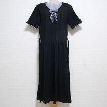 黒チェック使いリボンカットソーワンピース