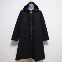 黒フード付き中綿フリルナイロンコート【3(9号)】