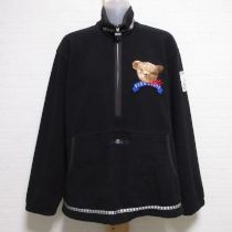 黒顔くまワッペンフリースプルオーバー【L】