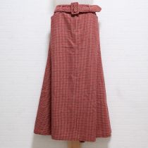 赤×ベージュ千鳥格子スカート【M】