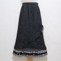 黒系デニム裾段々スカート【M】