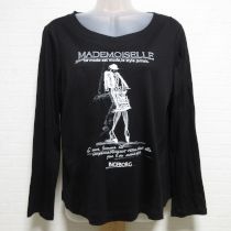 黒マドモワゼルドローイング長Tシャツ【4(11号)】