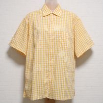 黄ギンガムロゴパッチシャツ【M】