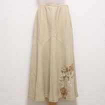 ベージュ花モチーフ&刺繍スカート【S】