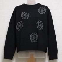 黒カメリア編み込みセーター【3(9号)】