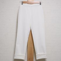 白裾レースロールアップレギンスパンツ