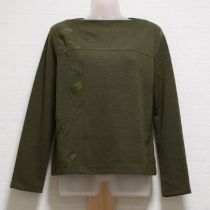 カーキロパッチボートネックカットソー【L】