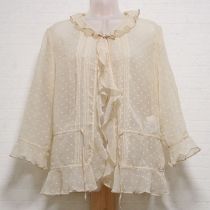 ベージュドットフロッキーシフォンオーバーブラウス