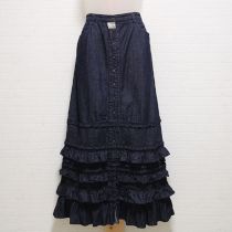 紺ピンタックデニムスカート