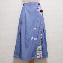 水色星条旗パッチデニムラップスカート