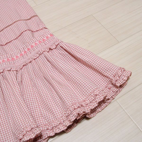 ピンク×白ギンガムリボン使いスカート   ピンクハウス通販｜リサイクル