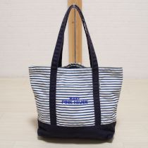 青系ボーダーロゴトートバッグ