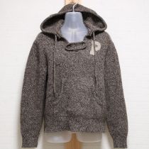こげ茶フード付き【P】編み込みニットセーター