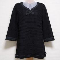 黒リボン付きストレッチレースカットソー【11号】