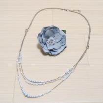 ブルーコサージュ&2WAYチェーンネックレス