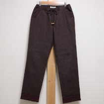 こげ茶裾フリルスーピマストレッチデニムパンツ【4(L)】
