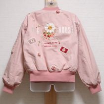 ピンク系雛菊とさくらんぼ刺繍入りリバーシブルブルゾン