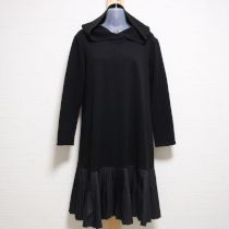 黒裾プリーツカットソーワンピース【4(11号)】
