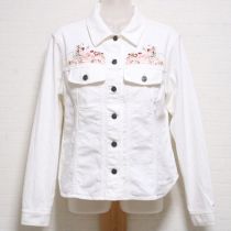 白ローズブーケ刺繍シャツブラウス【4(L)】