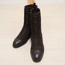 茶レースアップスウェードブーツ【5(24.5cm)】