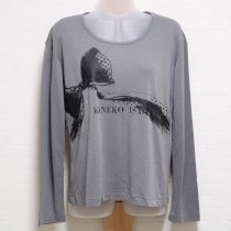 グレーリボンプリントカットソー
