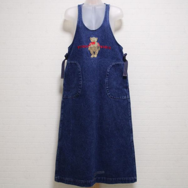 紺くま刺繍デニムジャンパースカート