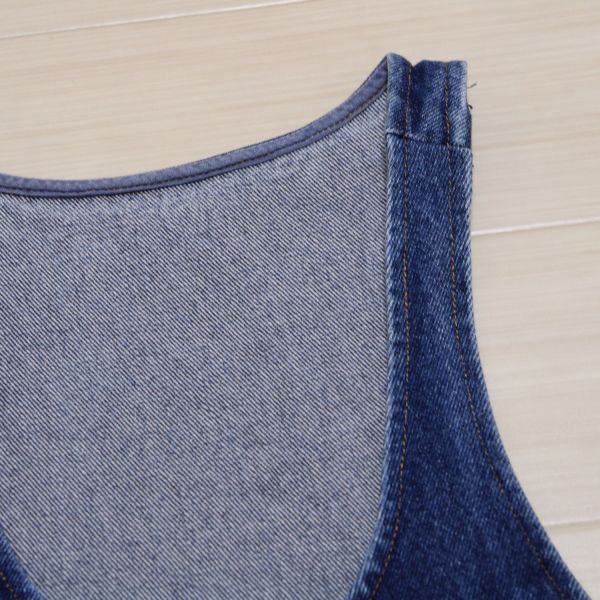 紺くま刺繍デニムジャンパースカート