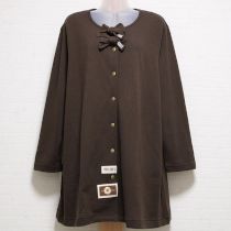 こげ茶リボン付きロングスウェットカーディガン