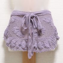 パープルモチーフ付きレース編みエプロン
