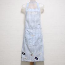 水色2WAYパッチ付きギンガムエプロン