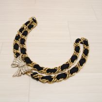 黒系グログラン通しリボントップチェーンベルト