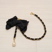 黒グログランリボン引っ掛けチェーン