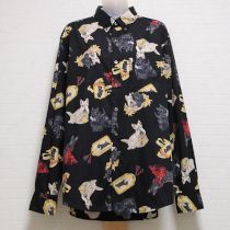 黒スコッチテリアボタンダウンシャツ【4(L)】