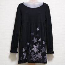 黒スターリースカイパッチワークカットソーチュニック