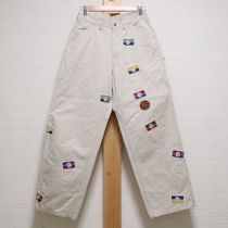 ベージュサッカーネーム&刺繍チノカーゴパンツ【M】