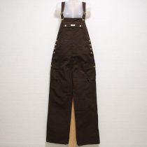 こげ茶ロゴボタンオーバーオール