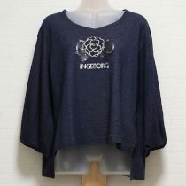紺ビーズ刺繍カメリアカットソー【4(11号)】