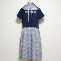青ロゴワッペンオリチェコンビワンピース