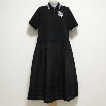 黒ローン×カットソーポロワンピース