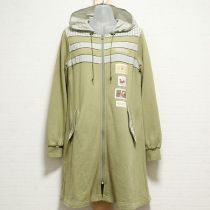 薄荷ギンガムパッチワーク使いロングパーカー