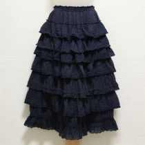 紺レース使い段々スカート