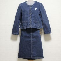 青ブリーチデニムジャケット&パッチ使いスカート【3(M)】