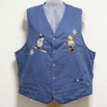 青スキーくま刺繍ベスト【L】