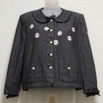 黒マーガレット刺繍デニムジャケット