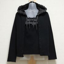 黒ドットフリルカットソーキャミソール&カーディガン【M】