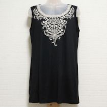 黒フォークロア刺繍ノースリカットソー【3(9号)】