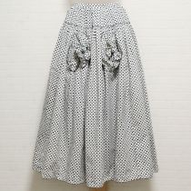 白系リボン付き水玉スカート